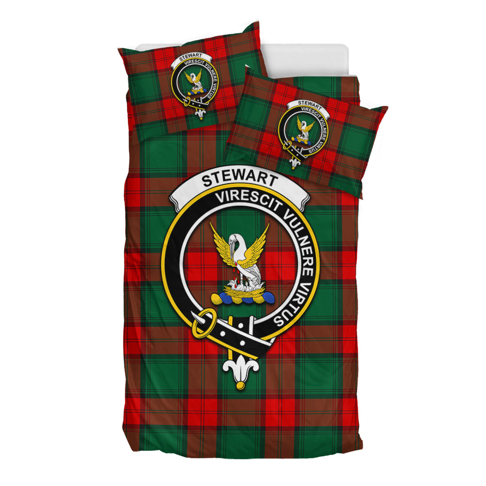 Stewart Atholl Modern Tartan Bedding Set with Family Crest - Tartan Vibes Clothing