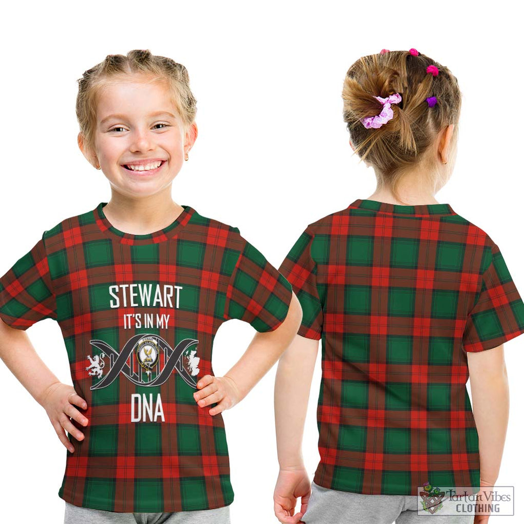 Stewart Atholl Modern Tartan Kid T-Shirt with Family Crest DNA In Me Style - Tartanvibesclothing Shop