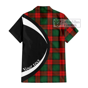 Stewart Atholl Modern Tartan Short Sleeve Button Up with Family Crest Circle Style