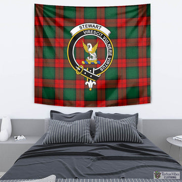 Stewart Atholl Modern Tartan Tapestry Wall Hanging and Home Decor for Room with Family Crest