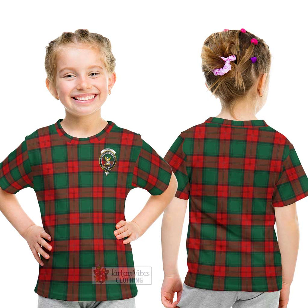 Stewart Atholl Modern Tartan Kid T-Shirt with Family Crest - Tartanvibesclothing Shop