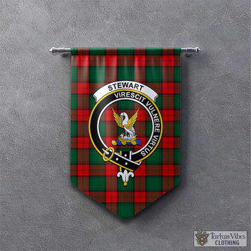 Stewart Atholl Modern Tartan Gonfalon, Tartan Banner with Family Crest