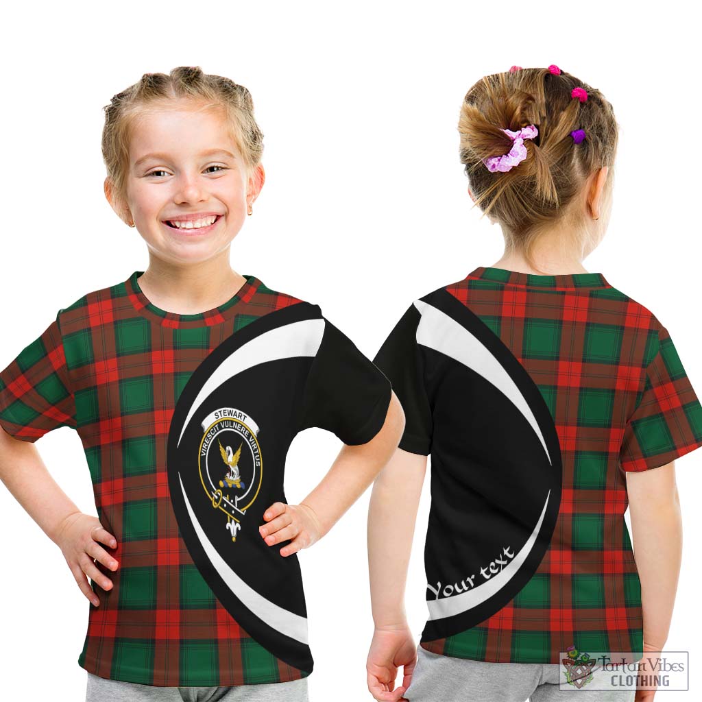 Stewart Atholl Modern Tartan Kid T-Shirt with Family Crest Circle Style - Tartan Vibes Clothing