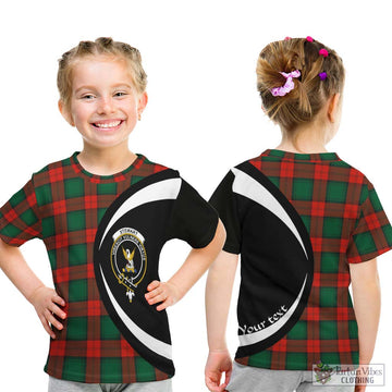 Stewart Atholl Modern Tartan Kid T-Shirt with Family Crest Circle Style