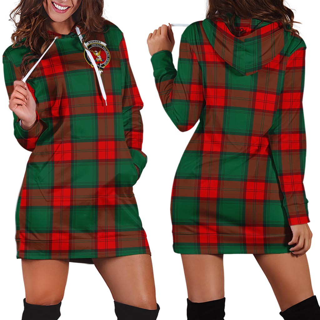 Stewart Atholl Modern Tartan Hoodie Dress with Family Crest - Tartan Vibes Clothing