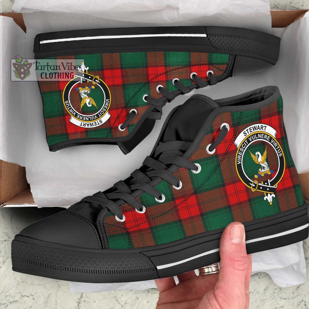 Tartan Vibes Clothing Stewart Atholl Modern Tartan High Top Shoes with Family Crest