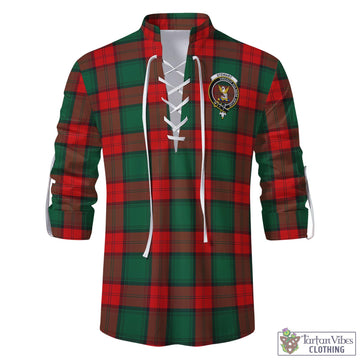 Stewart Atholl Modern Tartan Men's Scottish Traditional Jacobite Ghillie Kilt Shirt with Family Crest