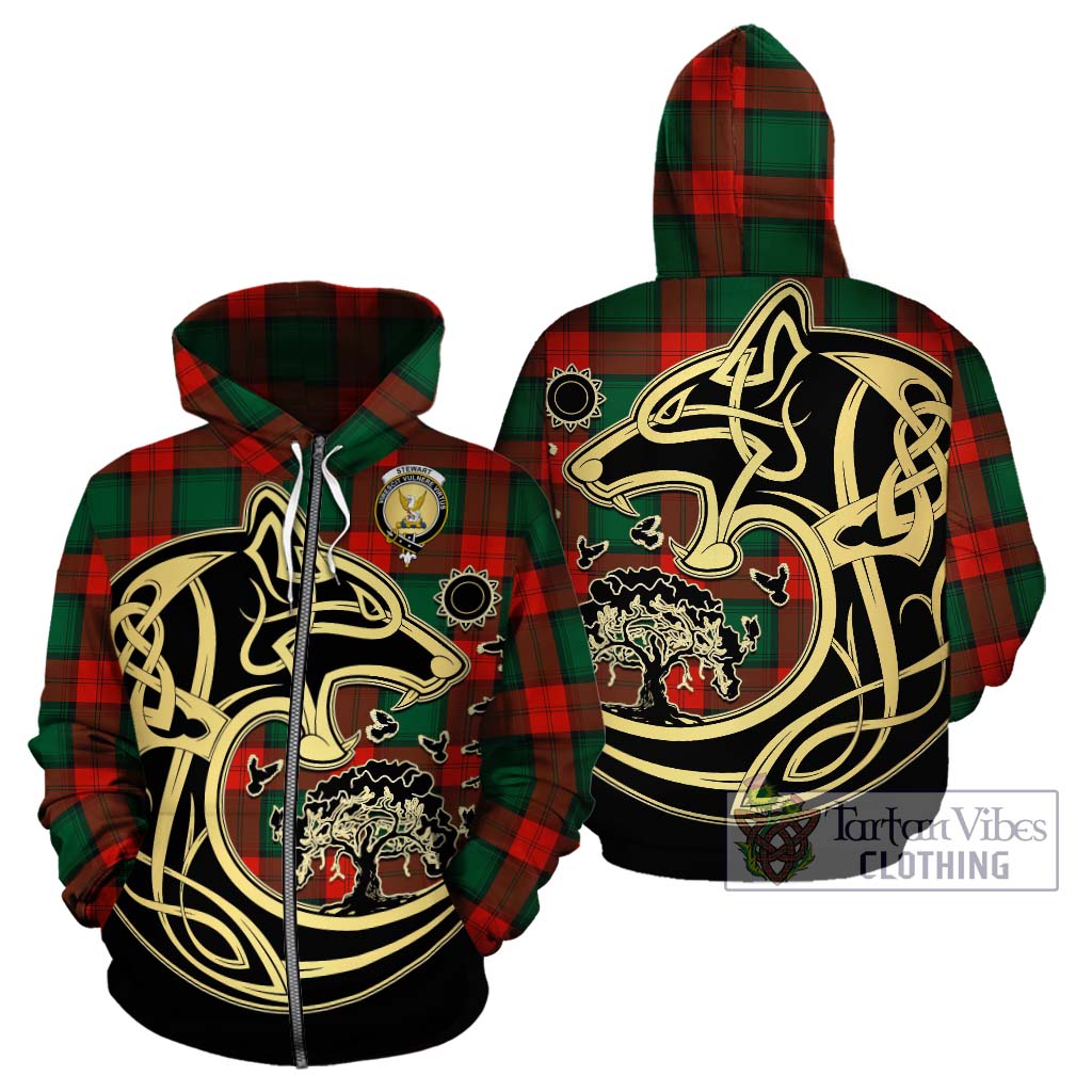 Stewart Atholl Modern Tartan Hoodie with Family Crest Celtic Wolf Style - Tartan Vibes Clothing