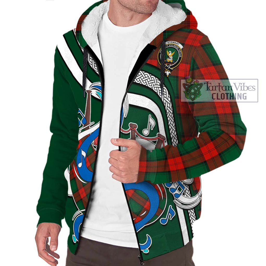 Stewart Atholl Modern Tartan Sherpa Hoodie with Epic Bagpipe Style Unisex - Tartanvibesclothing Shop