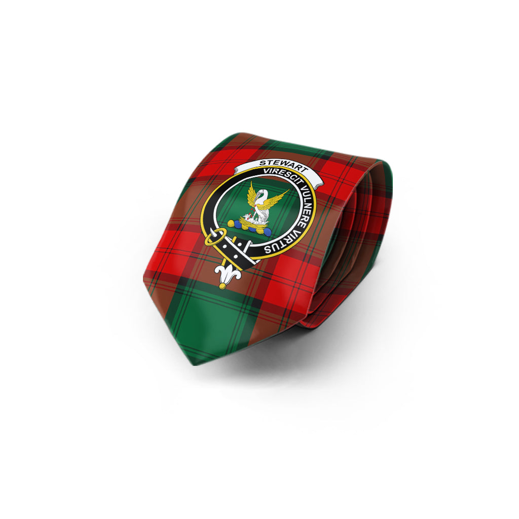 Stewart Atholl Modern Tartan Classic Necktie with Family Crest - Tartan Vibes Clothing