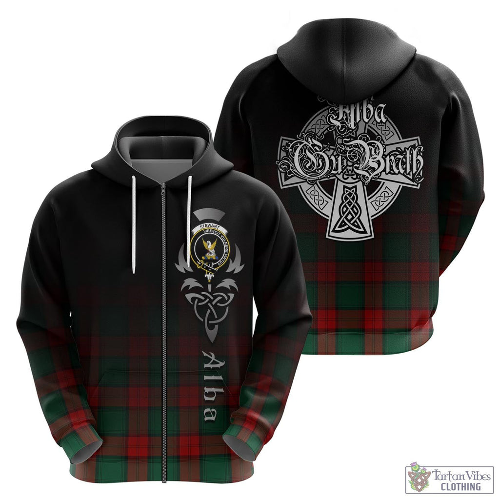 Tartan Vibes Clothing Stewart Atholl Modern Tartan Hoodie Featuring Alba Gu Brath Family Crest Celtic Inspired