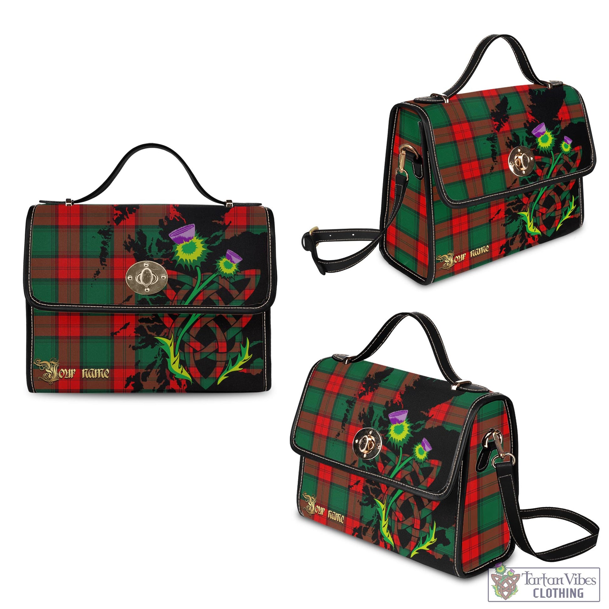 Tartan Vibes Clothing Stewart Atholl Modern Tartan Waterproof Canvas Bag with Scotland Map and Thistle Celtic Accents