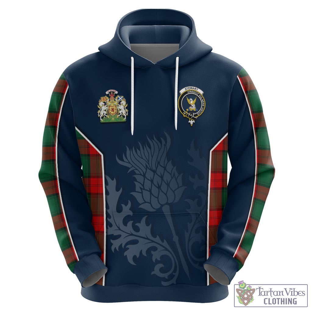 Tartan Vibes Clothing Stewart Atholl Modern Tartan Hoodie with Family Crest and Scottish Thistle Vibes Sport Style