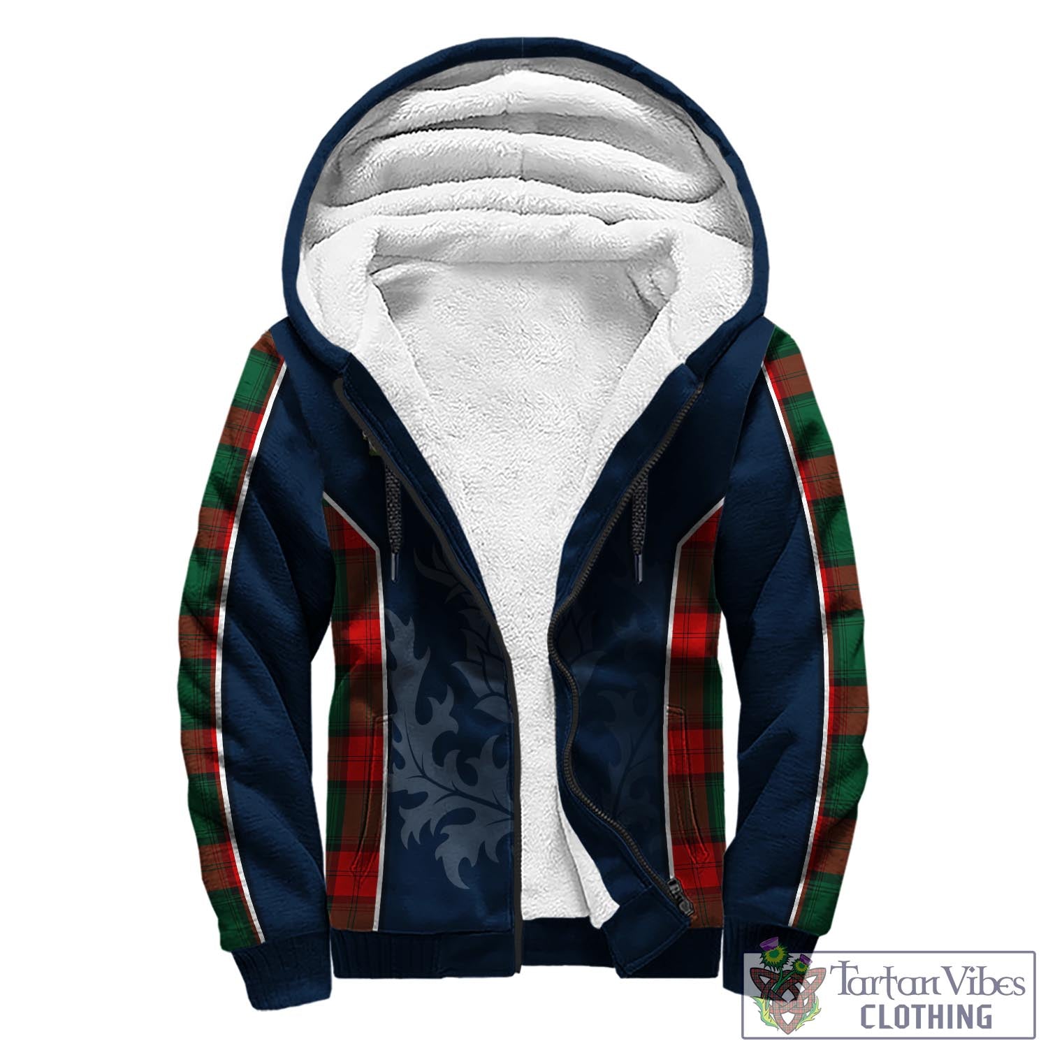 Tartan Vibes Clothing Stewart Atholl Modern Tartan Sherpa Hoodie with Family Crest and Scottish Thistle Vibes Sport Style