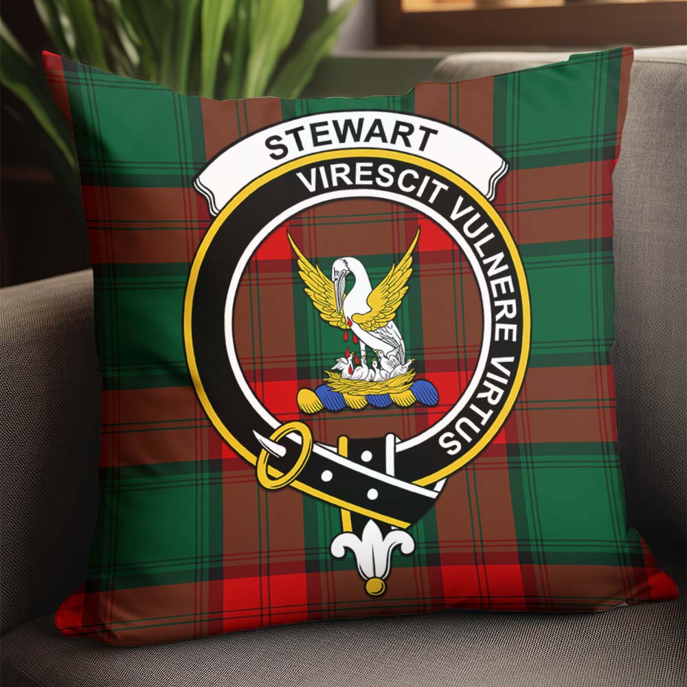 Stewart Atholl Modern Tartan Pillow Cover with Family Crest - Tartanvibesclothing