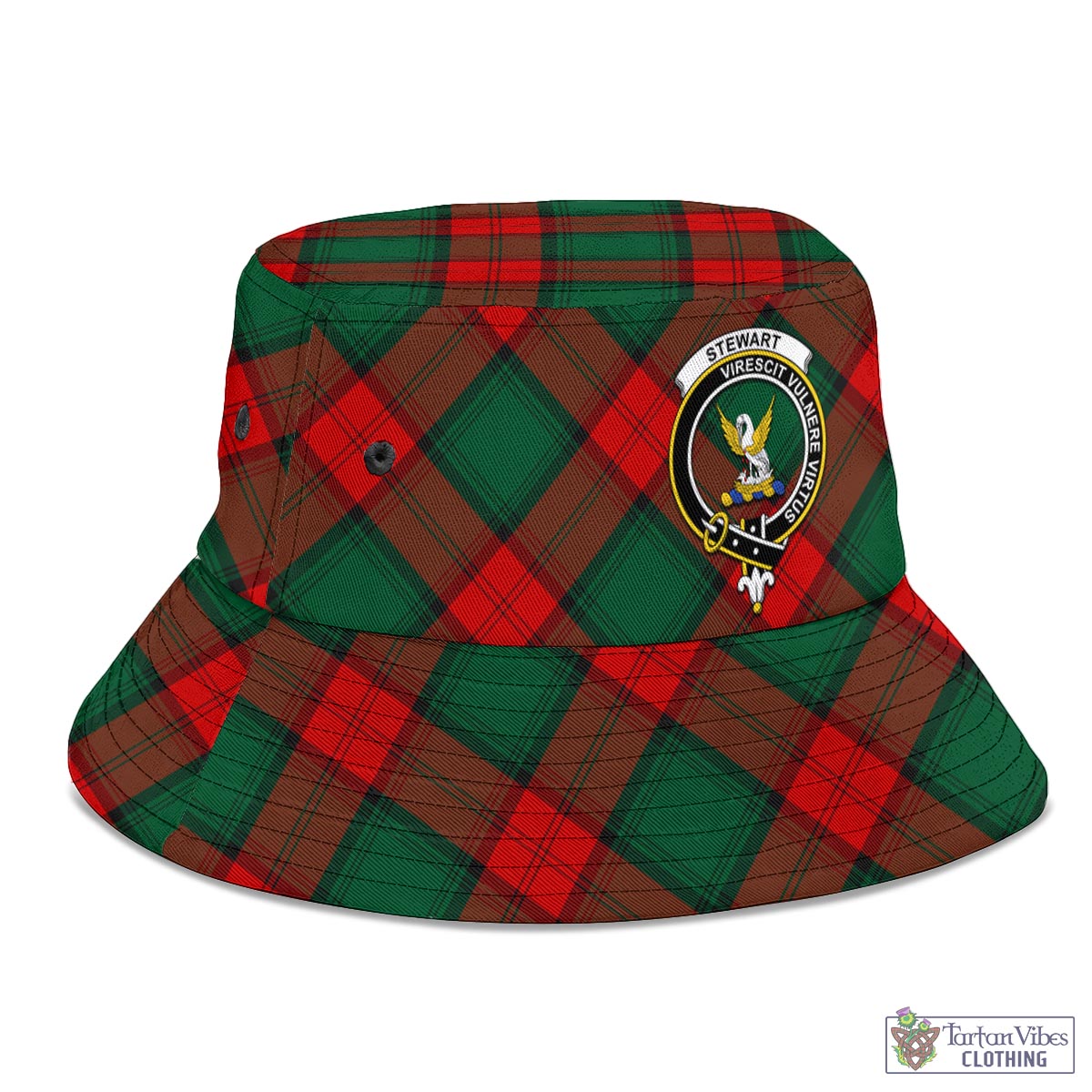 Tartan Vibes Clothing Stewart Atholl Modern Tartan Bucket Hat with Family Crest