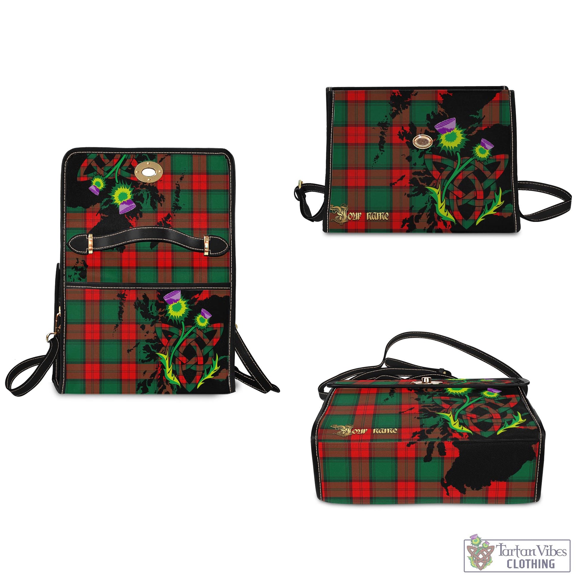 Tartan Vibes Clothing Stewart Atholl Modern Tartan Waterproof Canvas Bag with Scotland Map and Thistle Celtic Accents