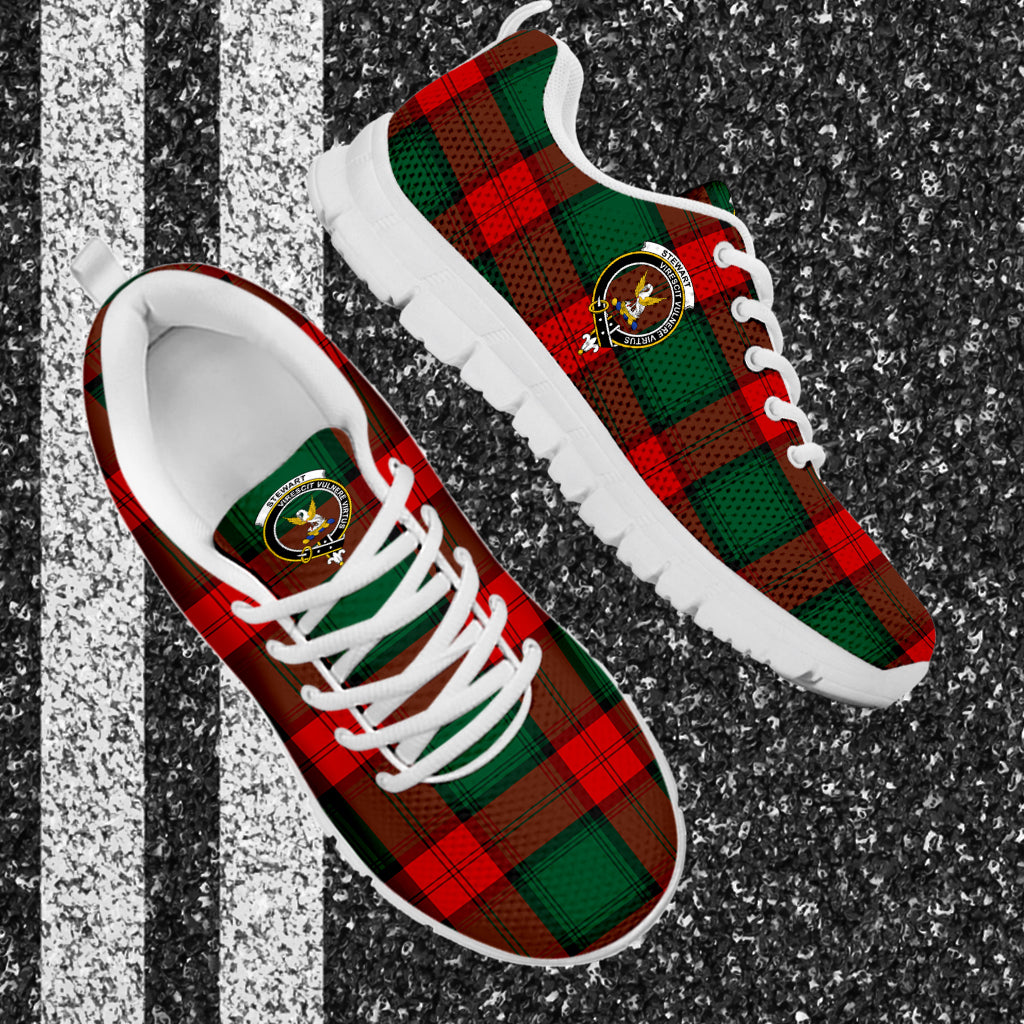 Stewart Atholl Modern Tartan Sneakers with Family Crest - Tartan Vibes Clothing