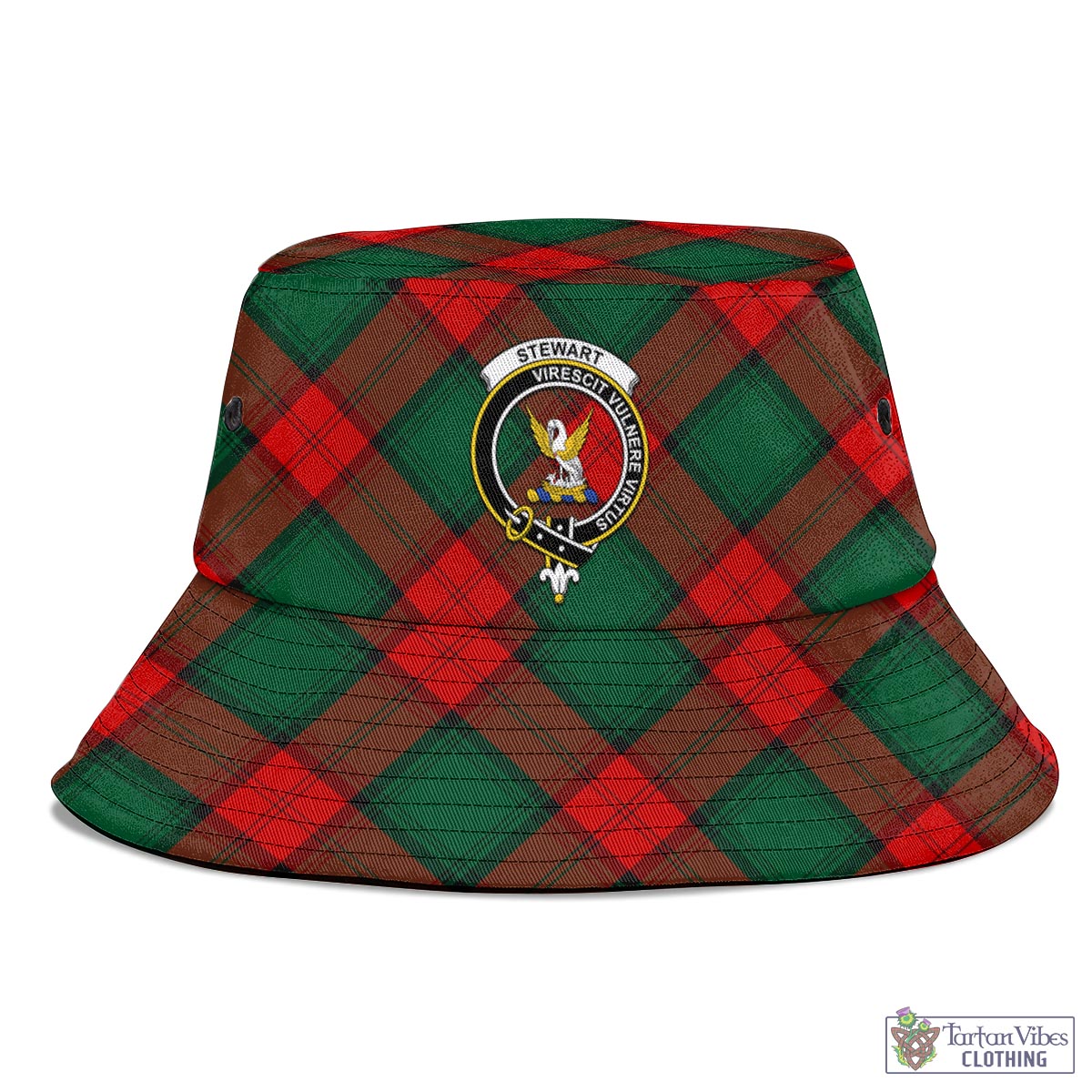 Tartan Vibes Clothing Stewart Atholl Modern Tartan Bucket Hat with Family Crest