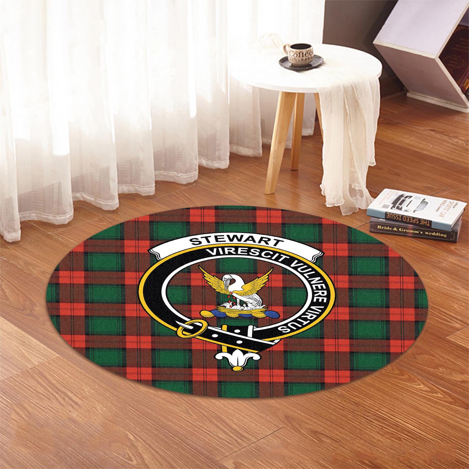 stewart-atholl-modern-tartan-round-rug-with-family-crest