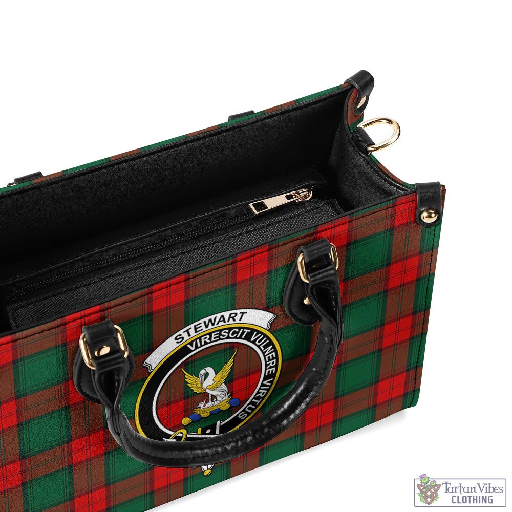 Tartan Vibes Clothing Stewart Atholl Modern Tartan Luxury Leather Handbags with Family Crest