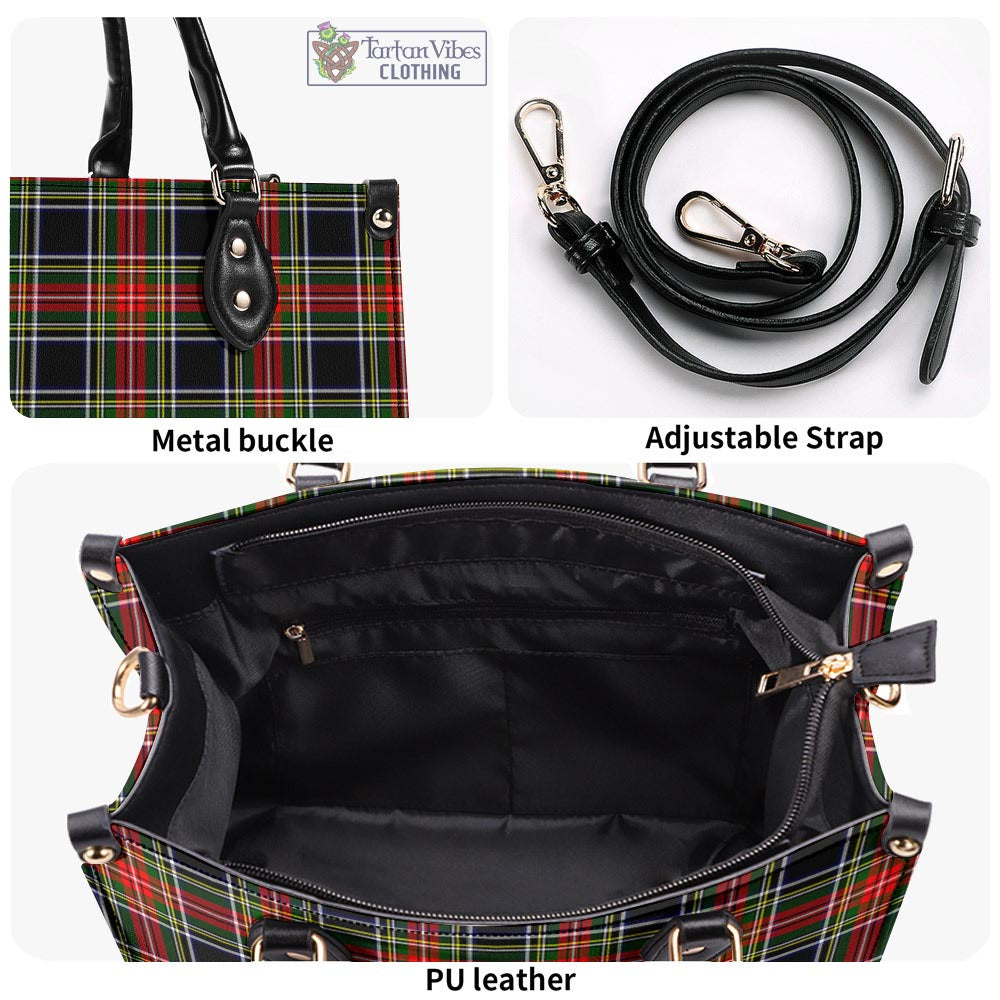 Tartan Vibes Clothing Stewart Black Tartan Luxury Leather Handbags