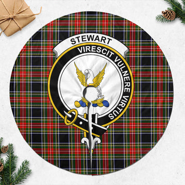 Stewart Black Tartan Christmas Tree Skirt with Family Crest