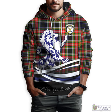 Stewart Black Tartan Hoodie with Alba Gu Brath Regal Lion Emblem