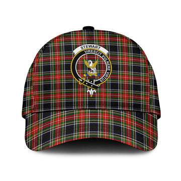 Stewart Black Tartan Classic Cap with Family Crest