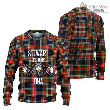 Stewart Black Tartan Ugly Sweater with Family Crest DNA In Me Style