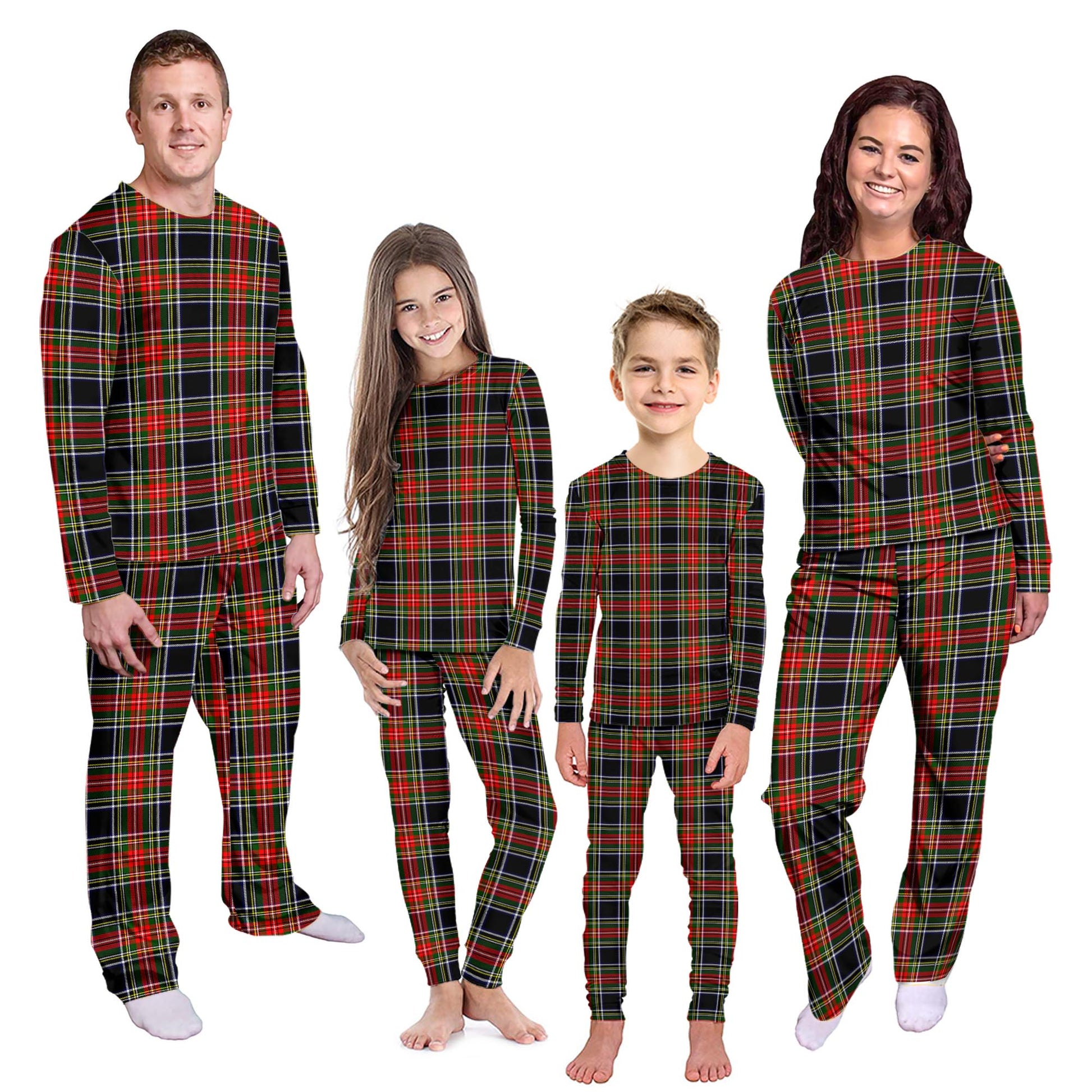 Stewart Black Tartan Pajamas Family Set Kid - Tartan Vibes Clothing