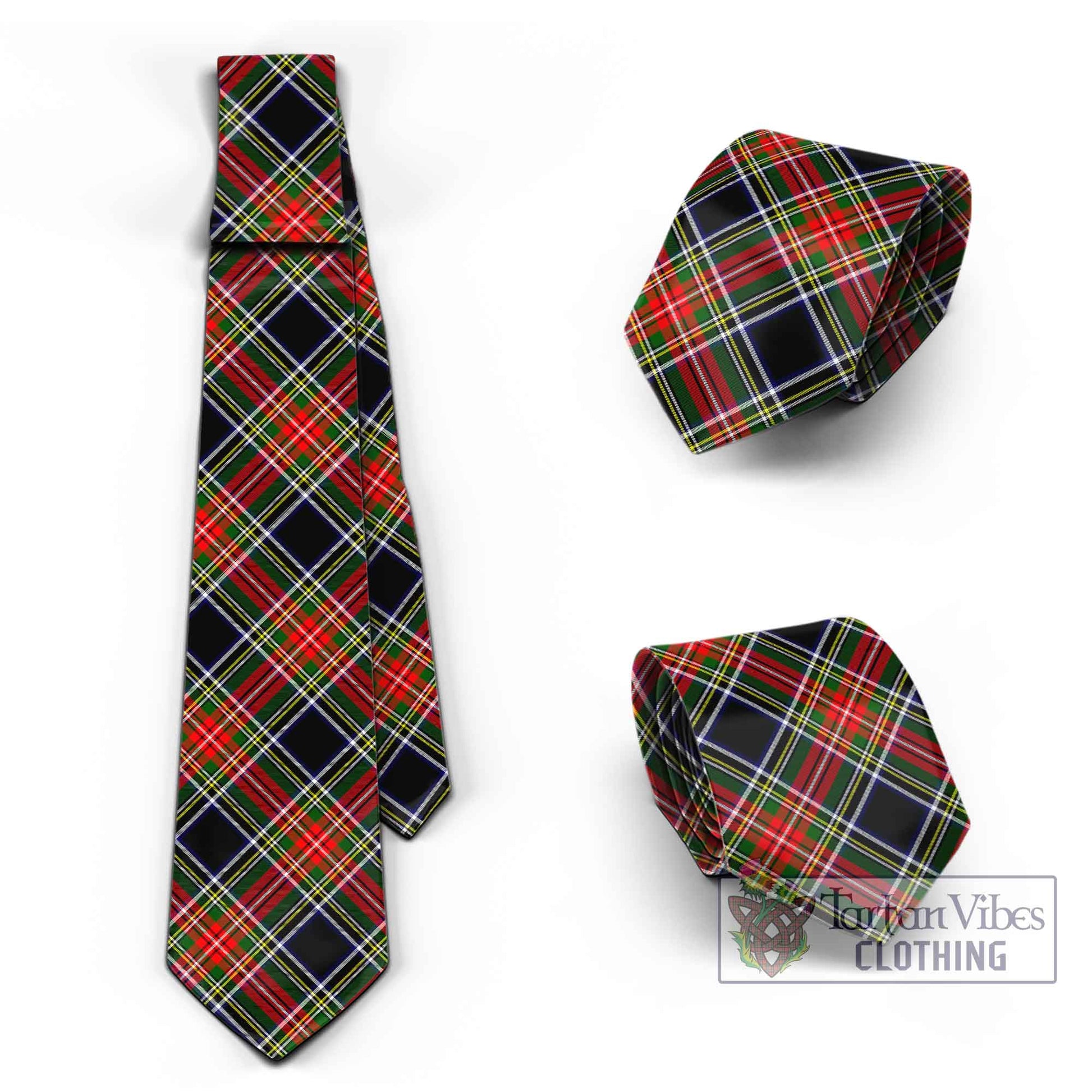 Tartan Vibes Clothing Stewart Black Tartan Classic Necktie Cross Style