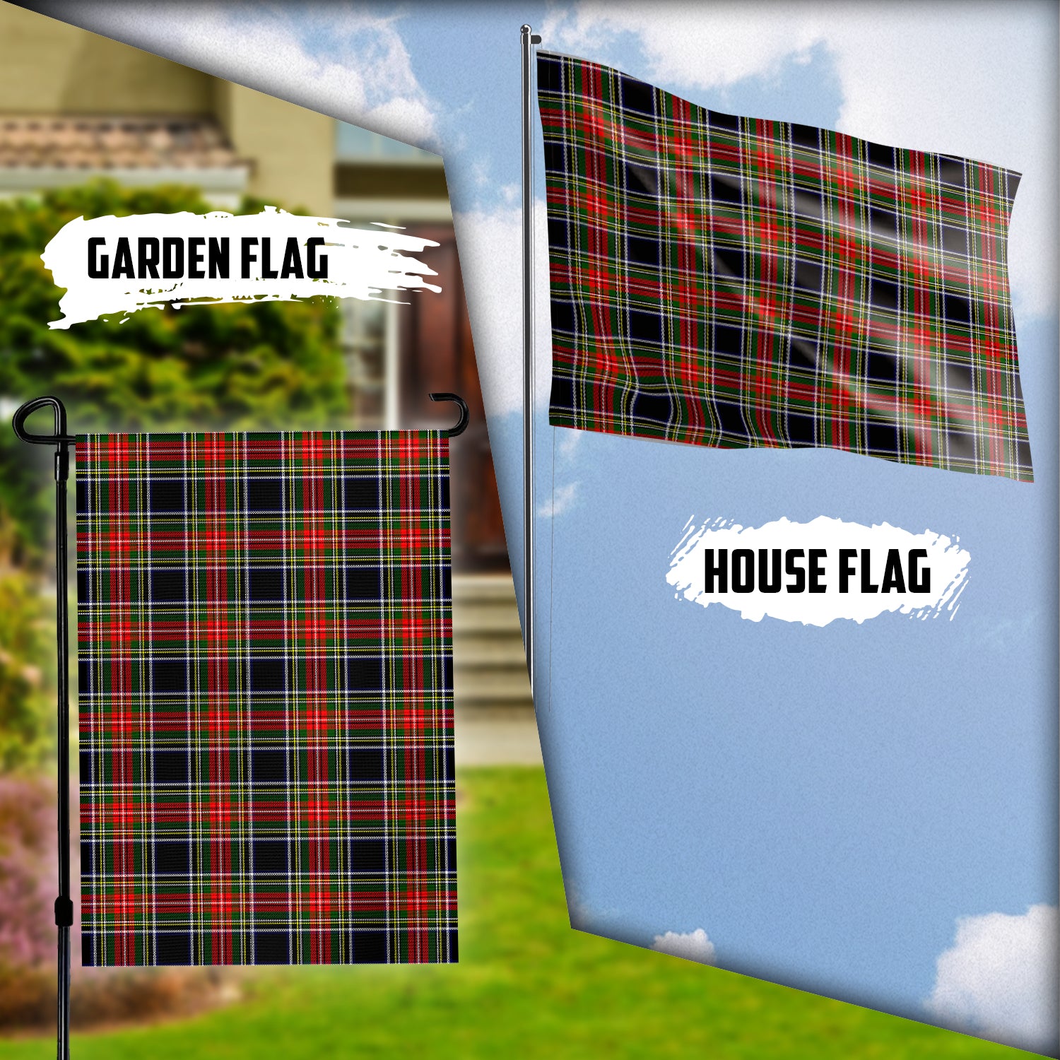 Stewart Black Tartan Flag Garden Flag (Vertical) - Tartan Vibes Clothing