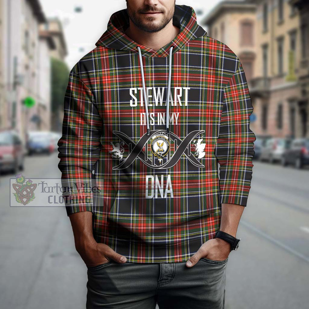 Stewart Black Tartan Hoodie with Family Crest DNA In Me Style Pullover Hoodie - Tartanvibesclothing Shop