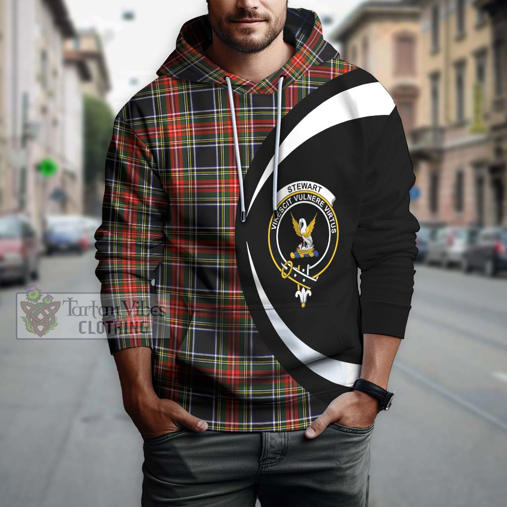 Stewart Black Tartan Hoodie with Family Crest Circle Style Zip Hoodie - Tartan Vibes Clothing