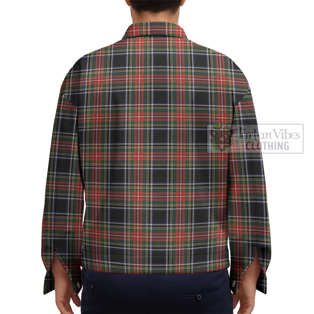 Stewart Black Tartan Unisex Lapel Cotton Jacket - Tartan Vibes Clothing