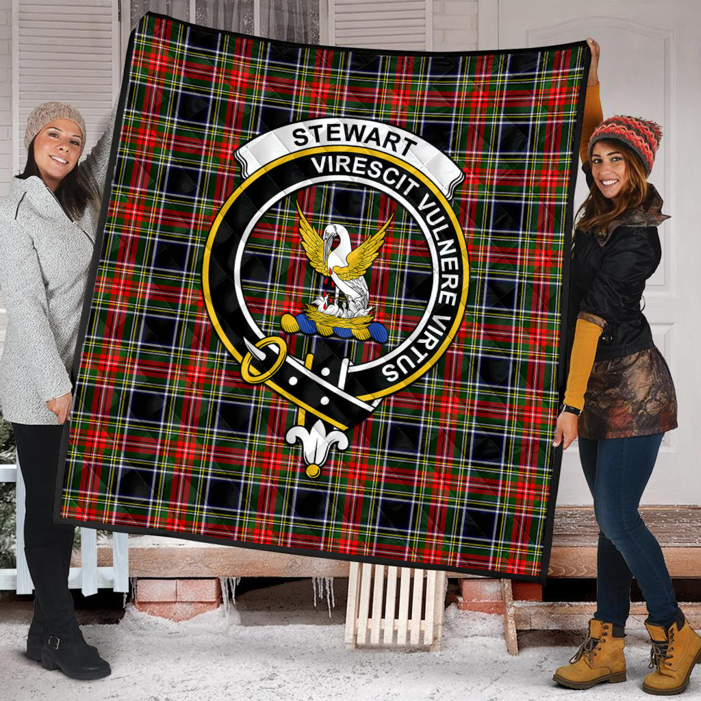 stewart-black-tartan-quilt-with-family-crest