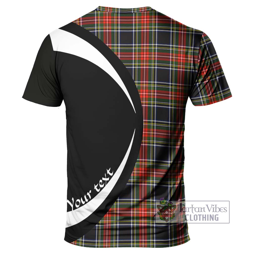 Tartan Vibes Clothing Stewart Black Tartan T-Shirt with Family Crest Circle Style