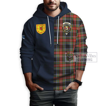 Stewart Black Tartan Hoodie Alba with Scottish Lion Royal Arm Half Style