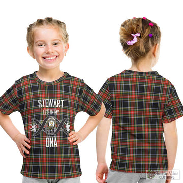 Stewart Black Tartan Kid T-Shirt with Family Crest DNA In Me Style