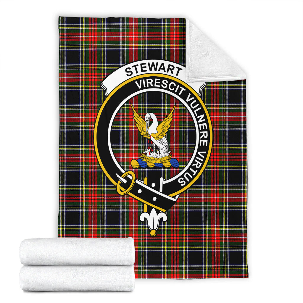 stewart-black-tartab-blanket-with-family-crest