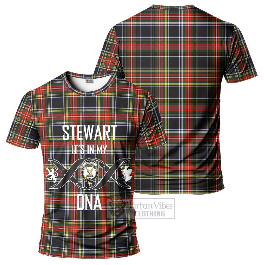 Stewart Black Tartan T-Shirt with Family Crest DNA In Me Style - Tartan Vibes Clothing