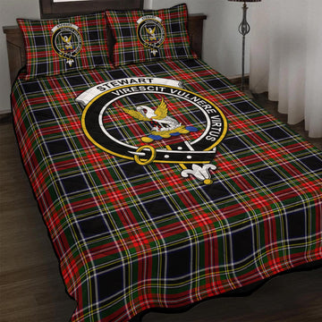 Stewart Black Tartan Quilt Bed Set with Family Crest