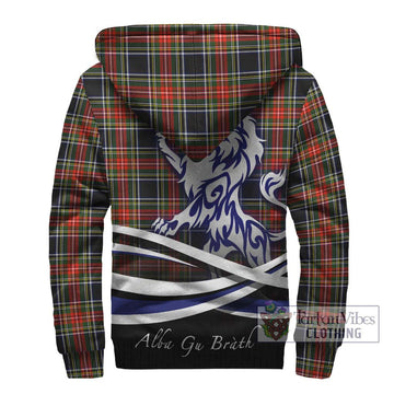 Stewart Black Tartan Sherpa Hoodie with Alba Gu Brath Regal Lion Emblem