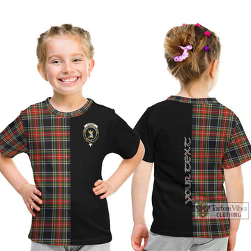 Stewart Black Tartan Kid T-Shirt with Family Crest and Half Of Me Style