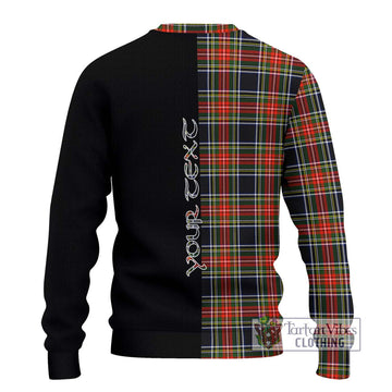 Stewart Black Tartan Ugly Sweater with Family Crest and Half Of Me Style