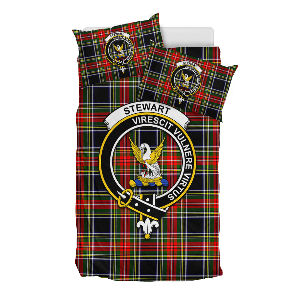 Stewart Black Tartan Bedding Set with Family Crest - Tartan Vibes Clothing