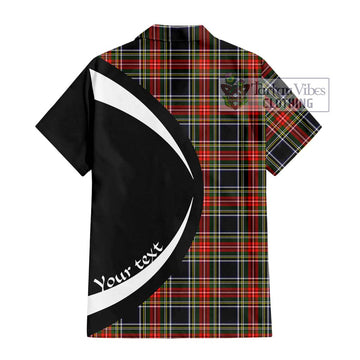 Stewart Black Tartan Short Sleeve Button Up with Family Crest Circle Style