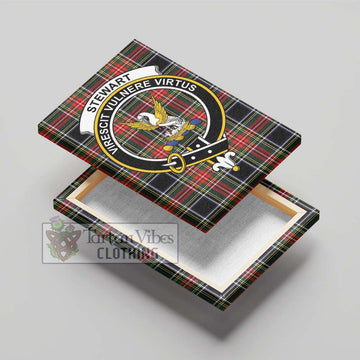 Stewart Black Tartan Canvas Print Wall Art with Family Crest