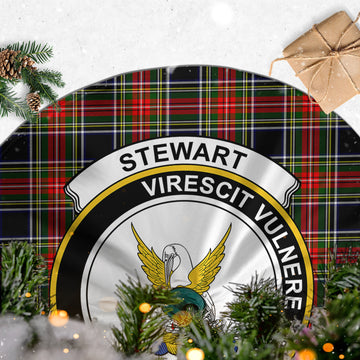 Stewart Black Tartan Christmas Tree Skirt with Family Crest